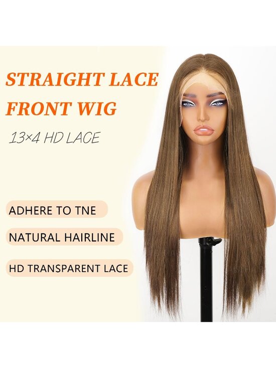 Women\'s Light Brown Glueless Synthetic Lace Front Pre-Plucked Hairline 28 Inch